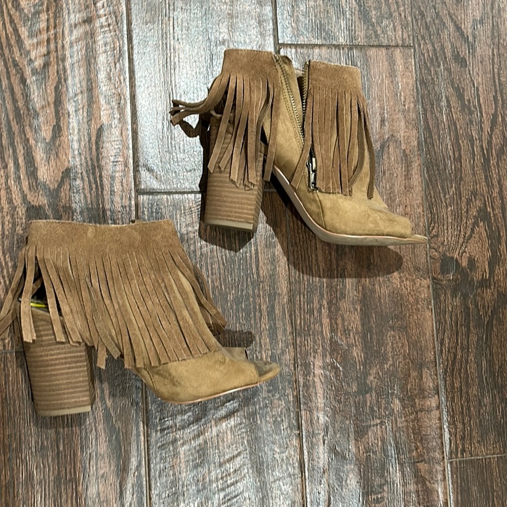 Carlos By Carlos Santana Fringe Open Toe Booties - image 5